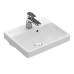 Villeroy & Boch Avento - Lavamani 450x370 Mm, Con Troppopieno, Foro Per Miscelatore, CeramicPlus, Stone White 735845RW