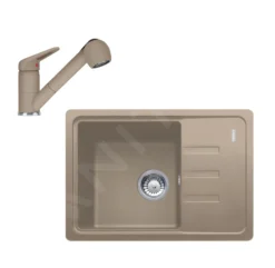 Franke Set - Set Da Cucina G118, Lavello In Fragranite BSG 611-62 E Miscelatore FC 9547.424, Cashmere 114.0510.435