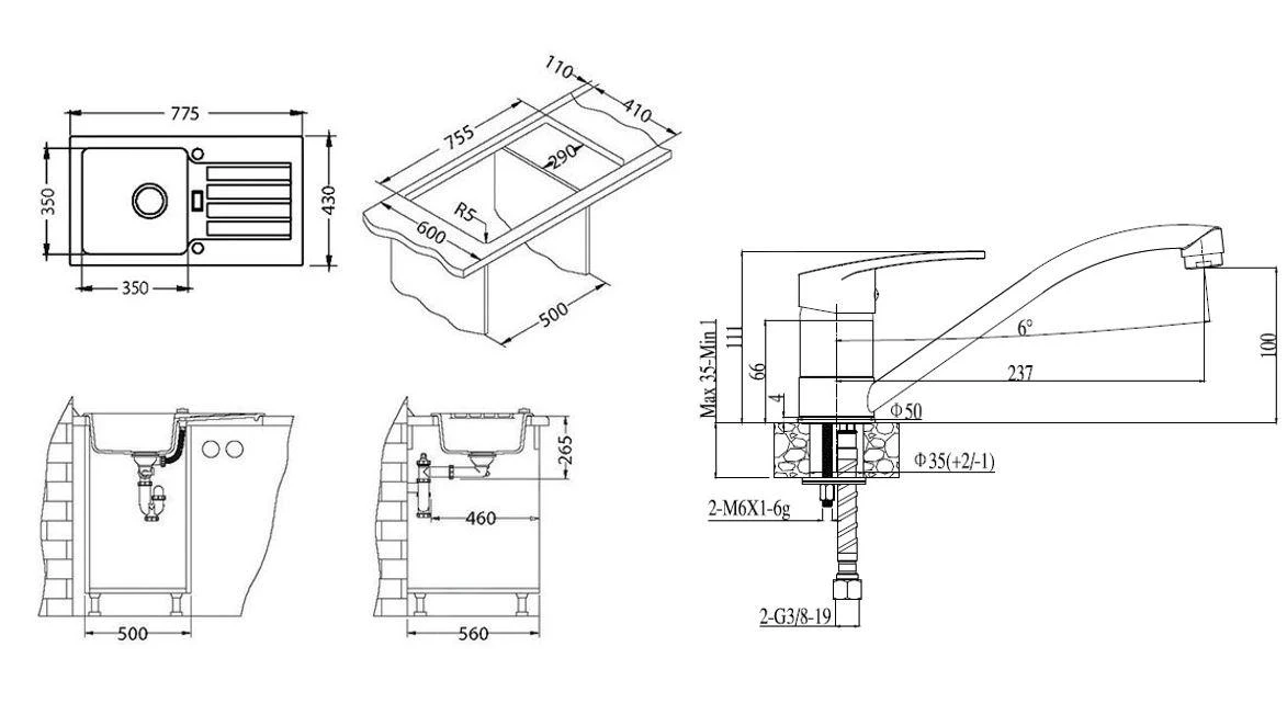 Alveus Set - Set Lavello Niagara 30 E Miscelatore Nina, Carbon SETA142 2 Alveus Set - Set Lavello Niagara 30 E Miscelatore Nina, Carbon SETA142 - immagine 2