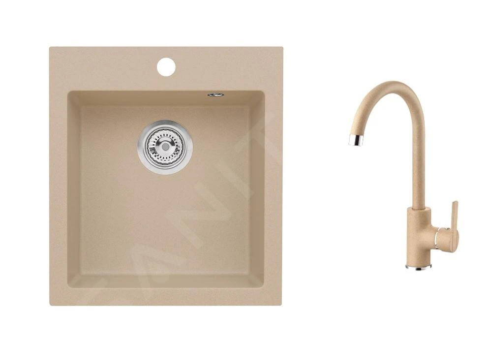 Alveus Set - Set Lavello In Granito Cortina 20 E Miscelatore Tonia, Beige SETA736 1 Alveus Set - Set Lavello In Granito Cortina 20 E Miscelatore Tonia, Beige SETA736