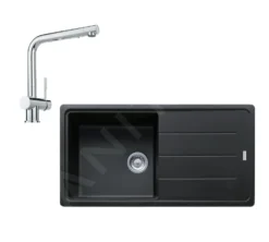 Franke Set - Set G135, Lavello In Fragranite BFG 611 E Miscelatore Samoa, Nero Spazzolato/cromo 114.0675.663