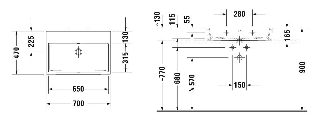Duravit Vero Air - Lavabo Da Mobile 700x470 Mm, Senza Troppopieno, Senza Foro Per Miscelatore, Bianco 2350700079 2 Duravit Vero Air - Lavabo Da Mobile 700x470 Mm, Senza Troppopieno, Senza Foro Per Miscelatore, Bianco 2350700079 - immagine 2