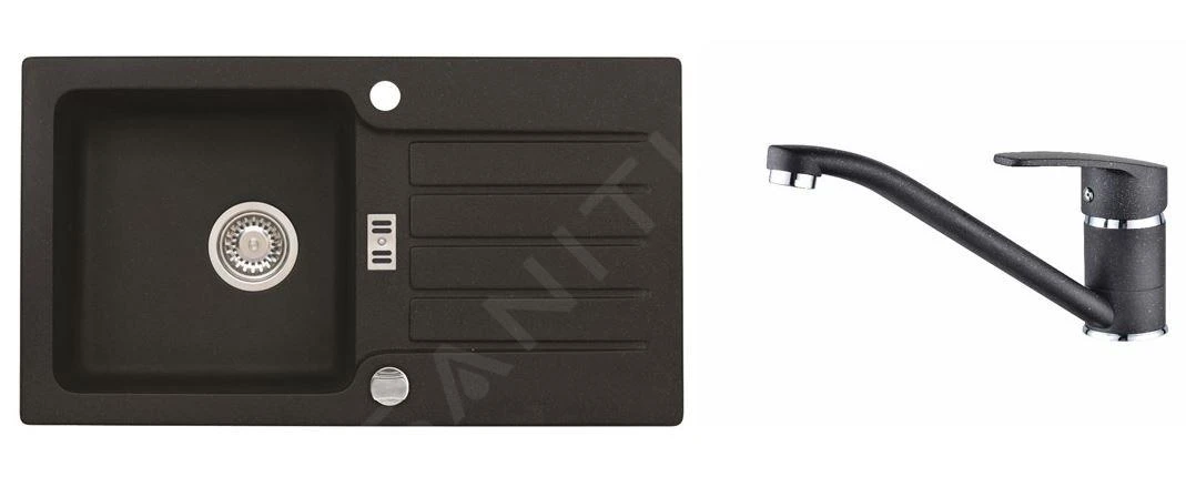 Alveus Set - Set Lavello Niagara 30 E Miscelatore Nina, Carbon SETA142 1 Alveus Set - Set Lavello Niagara 30 E Miscelatore Nina, Carbon SETA142