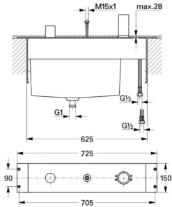 Grohe Corpi Incasso - Corpo Incasso A 3 Fori Per Vasca Da Bagno 33339000