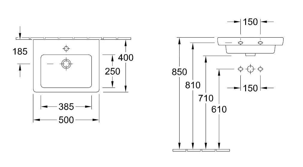 Villeroy & Boch Subway 2.0 - Lavamani Da Mobile 500x400 Mm, Con Troppopieno A Foro Per Miscelatore, Ceramicplus, Bianco 73155GR1 2 Villeroy & Boch Subway 2.0 - Lavamani Da Mobile 500x400 Mm, Con Troppopieno A Foro Per Miscelatore, Ceramicplus, Bianco 73155GR1 - immagine 2
