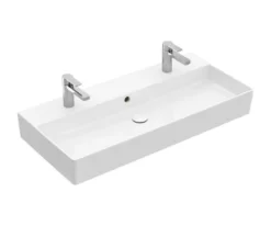 Villeroy & Boch Memento 2.0 - Lavabo Doppio Da Mobile 1000x470 Mm, Con Troppopieno, 2 Fori Per Miscelatore, CeramicPlus, Bianco Alpino 4A221LR1