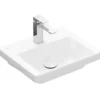 Villeroy & Boch Subway 3.0 - Lavamani Da Mobile 450x370 Mm, Senza Troppopieno, Foro Per Miscelatore, CeramicPlus, Stone White 4370FLRW