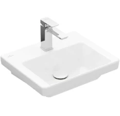 Villeroy & Boch Subway 3.0 - Lavamani Da Mobile 450x370 Mm, Senza Troppopieno, Foro Per Miscelatore, CeramicPlus, Stone White 4370FLRW