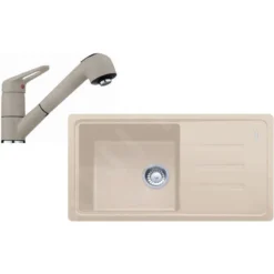 Franke Set - Set Per Cucina G122, Lavello In Fragranite BSG 611-78/39, Sahara + Miscelatore FC 9547.082, Cromo/sahara 114.0441.183