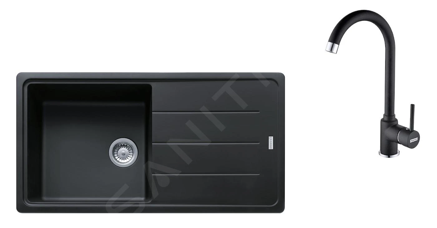 Franke Set - Set G174, Lavello In Fragranite BFG 611 E Miscelatore FP 9000.071, Onice/onice 114.0619.594 1 Franke Set - Set G174, Lavello In Fragranite BFG 611 E Miscelatore FP 9000.071, Onice/onice 114.0619.594