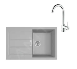 Franke Set - Set Da Cucina T104, Lavello In Tectonite S2D 611-78 E Miscelatore FP 9000.031, Grigio/cromo 143.0675.727