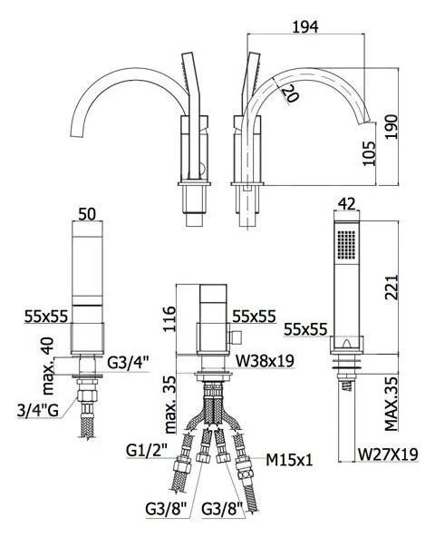 Paffoni Level - Miscelatore Bordovasca, Montaggio A 3 Fori, Acciaio Inox LEA040ST 2 Paffoni Level - Miscelatore Bordovasca, Montaggio A 3 Fori, Acciaio Inox LEA040ST - immagine 2