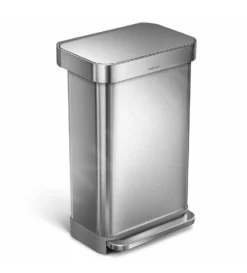 Simplehuman Pattumiere - Pattumiera Con Portasacchetti, 45 L, Acciaio Inox Spazzolato CW2024