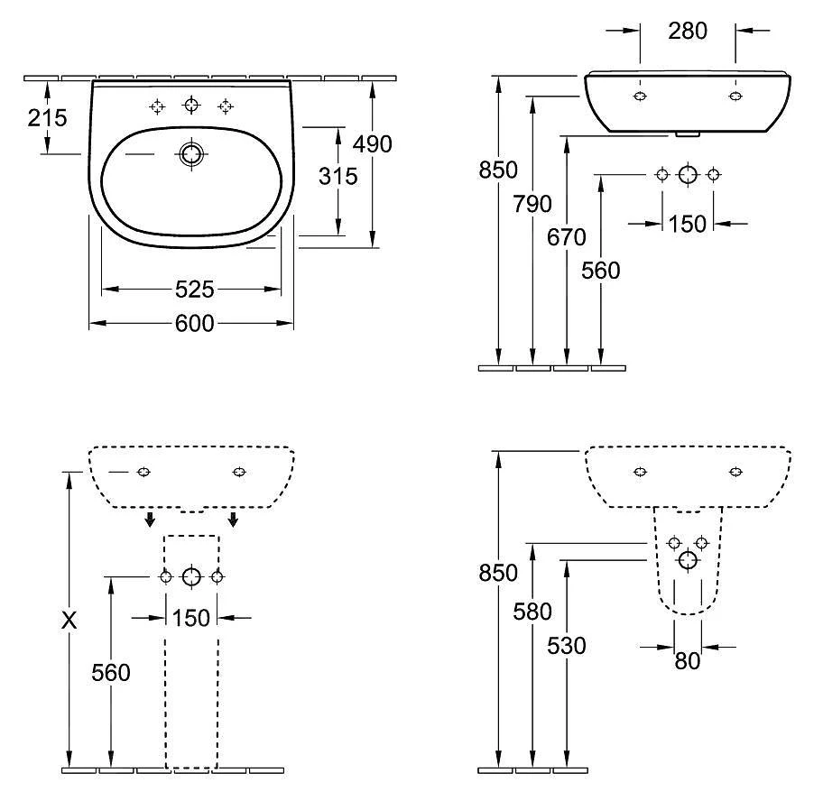 Villeroy & Boch O.novo - Lavabo 600x490 Mm, Con Troppopieno, Foro Per Miscelatore, Bianco Alpino 51606001 2 Villeroy & Boch O.novo - Lavabo 600x490 Mm, Con Troppopieno, Foro Per Miscelatore, Bianco Alpino 51606001 - immagine 2