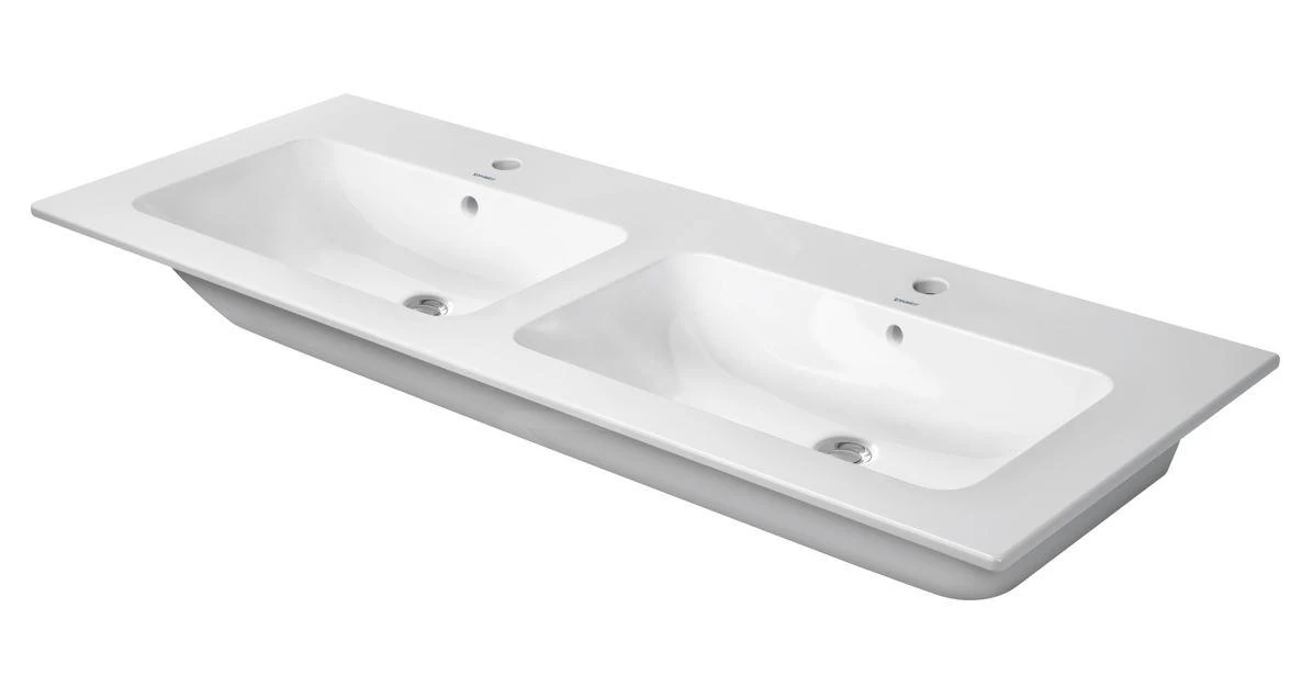 Duravit ME By Starck - Lavabo Doppio Da Mobile 1300x490 Mm, Con 2 Fori Per Miscelatore, Con WonderGliss, Bianco Alpino 23361300001 1 Duravit ME By Starck - Lavabo Doppio Da Mobile 1300x490 Mm, Con 2 Fori Per Miscelatore, Con WonderGliss, Bianco Alpino 23361300001