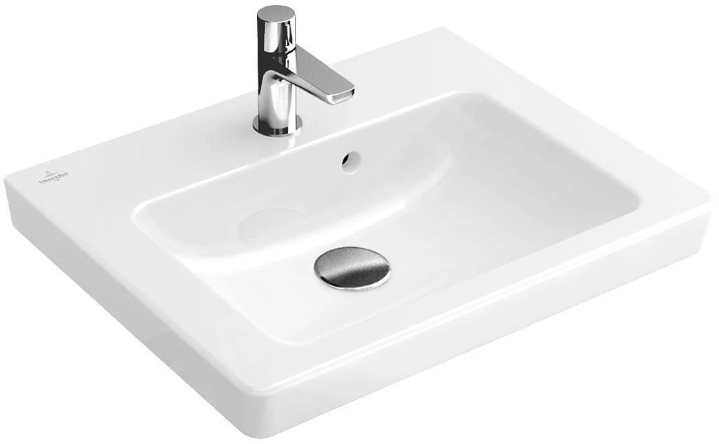 Villeroy & Boch Subway 2.0 - Lavamani Da Mobile 500x400 Mm, Con Troppopieno A Foro Per Miscelatore, Ceramicplus, Bianco 73155GR1 1 Villeroy & Boch Subway 2.0 - Lavamani Da Mobile 500x400 Mm, Con Troppopieno A Foro Per Miscelatore, Ceramicplus, Bianco 73155GR1