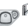 Franke Set - Set N81, Lavello Ad Angolo In Acciaio Inox SKX 651 E E Miscelatore FC 9547.031, Acciaio Inox/cromo 101.0618.836