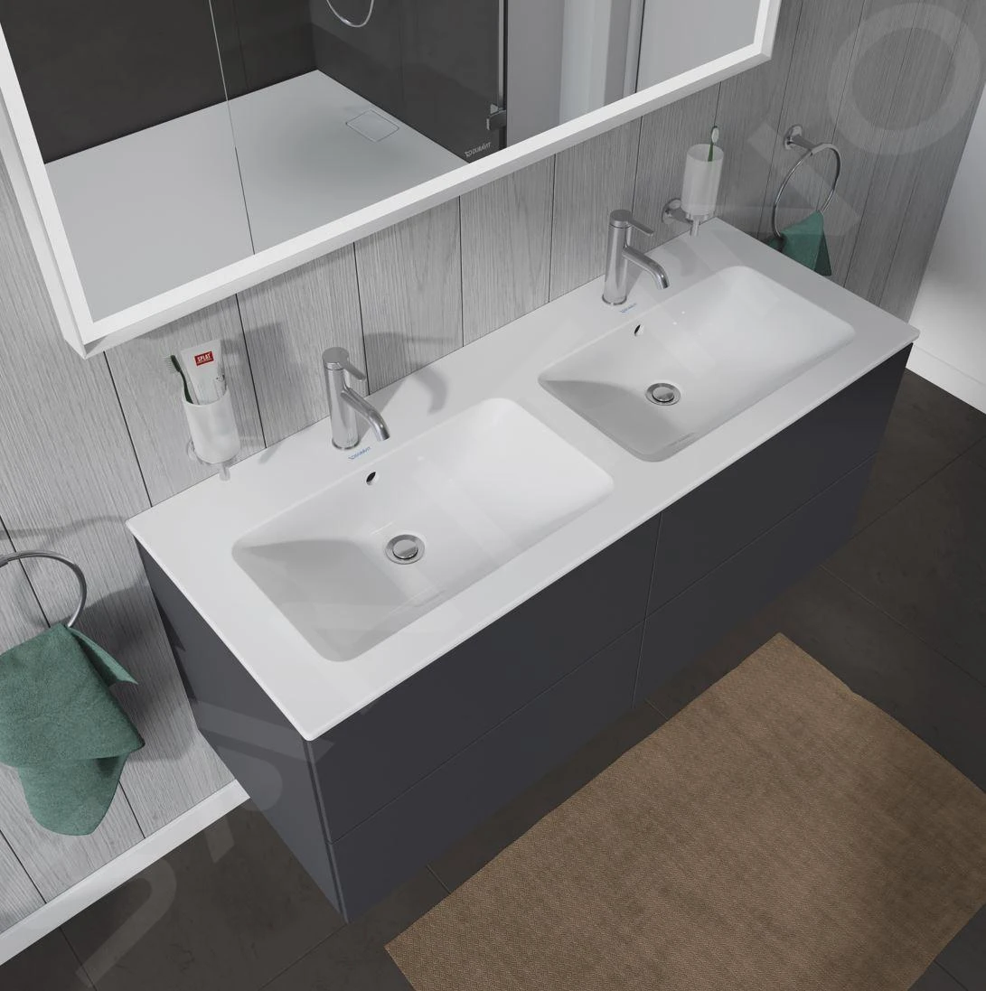 Duravit ME By Starck - Lavabo Doppio Da Mobile 1300x490 Mm, Con 2 Fori Per Miscelatore, Con WonderGliss, Bianco Alpino 23361300001 6 Duravit ME By Starck - Lavabo Doppio Da Mobile 1300x490 Mm, Con 2 Fori Per Miscelatore, Con WonderGliss, Bianco Alpino 23361300001 - immagine 6