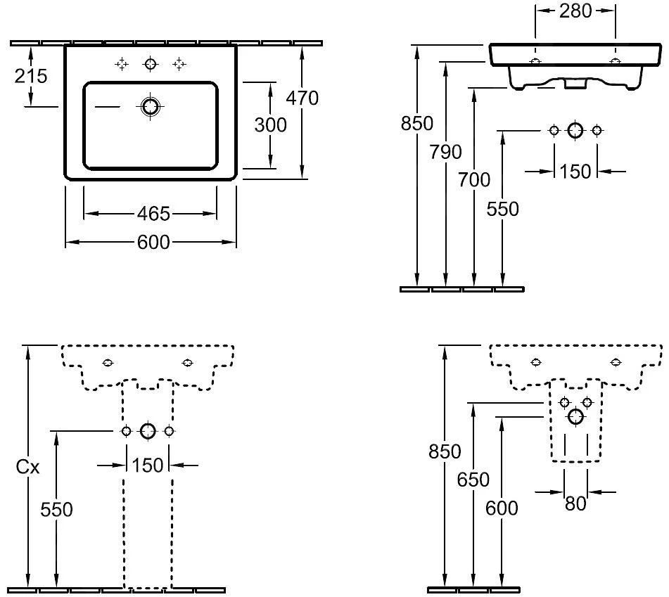 Villeroy & Boch Subway 2.0 - Lavabo Con Troppopieno, 600x470 Mm, Con CeramicPlus, Bianco Alpino 711360R1 2 Villeroy & Boch Subway 2.0 - Lavabo Con Troppopieno, 600x470 Mm, Con CeramicPlus, Bianco Alpino 711360R1 - immagine 2