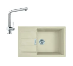 Franke Set - Set T87, Lavello In Tectonite S2D 611-78 XL E Miscelatore Samoa, Beige/cromo 143.0675.735