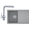 Franke Set - Set Da Cucina G97, Lavello In Granito BFG 611-78, Grigio Pietra + Miscelatore SAMOA, Cromo 114.0439.156