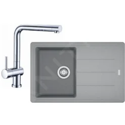 Franke Set - Set Da Cucina G97, Lavello In Granito BFG 611-78, Grigio Pietra + Miscelatore SAMOA, Cromo 114.0439.156