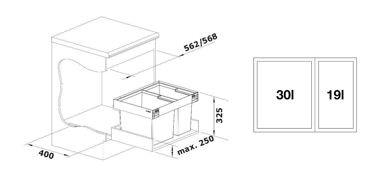 Blanco Flexon II - Pattumiera Differenziata Incorporata, Capacità 49 L 526641 2 Blanco Flexon II - Pattumiera Differenziata Incorporata, Capacità 49 L 526641 - immagine 2