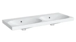 Geberit Acanto - Doppio Lavabo 1200x482 Mm, Senza Foro Per Miscelatore, Con Troppopieno, Con KeraTect, Bianco 500.628.01.8