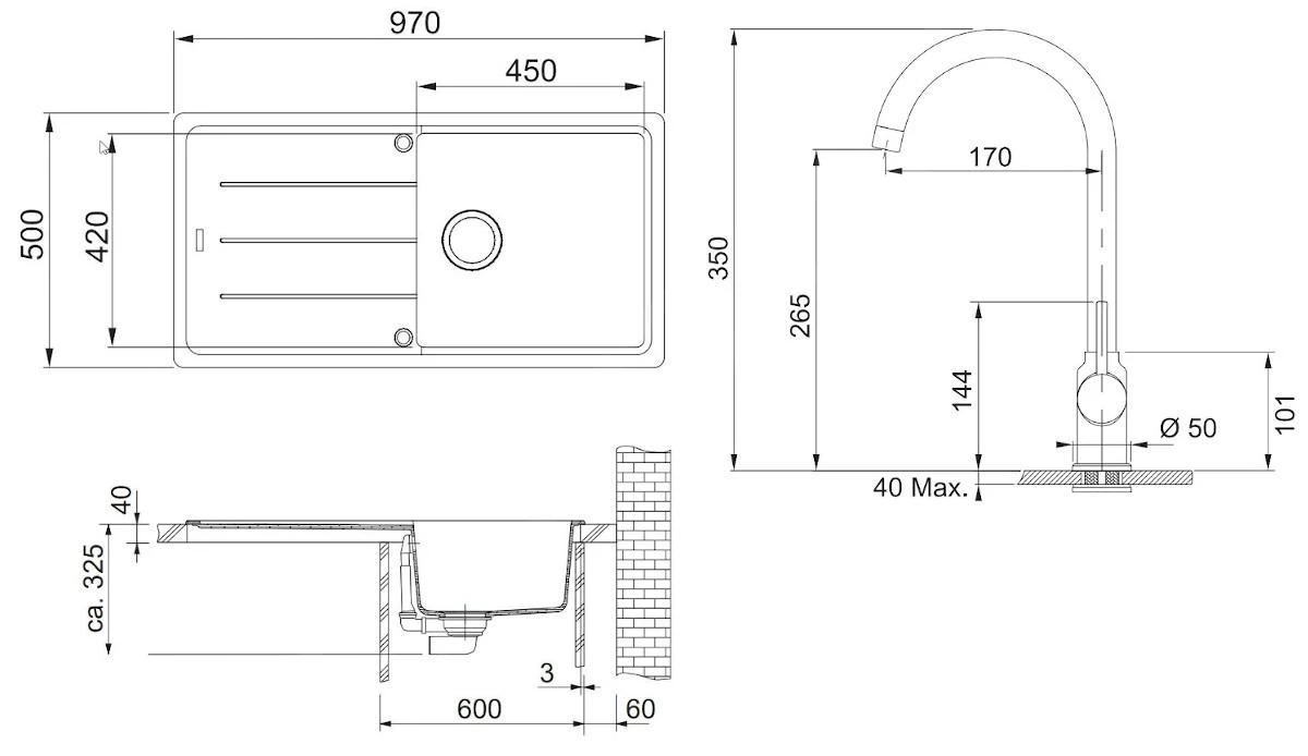 Franke Set - Set G174, Lavello In Fragranite BFG 611 E Miscelatore FP 9000.071, Onice/onice 114.0619.594 2 Franke Set - Set G174, Lavello In Fragranite BFG 611 E Miscelatore FP 9000.071, Onice/onice 114.0619.594 - immagine 2