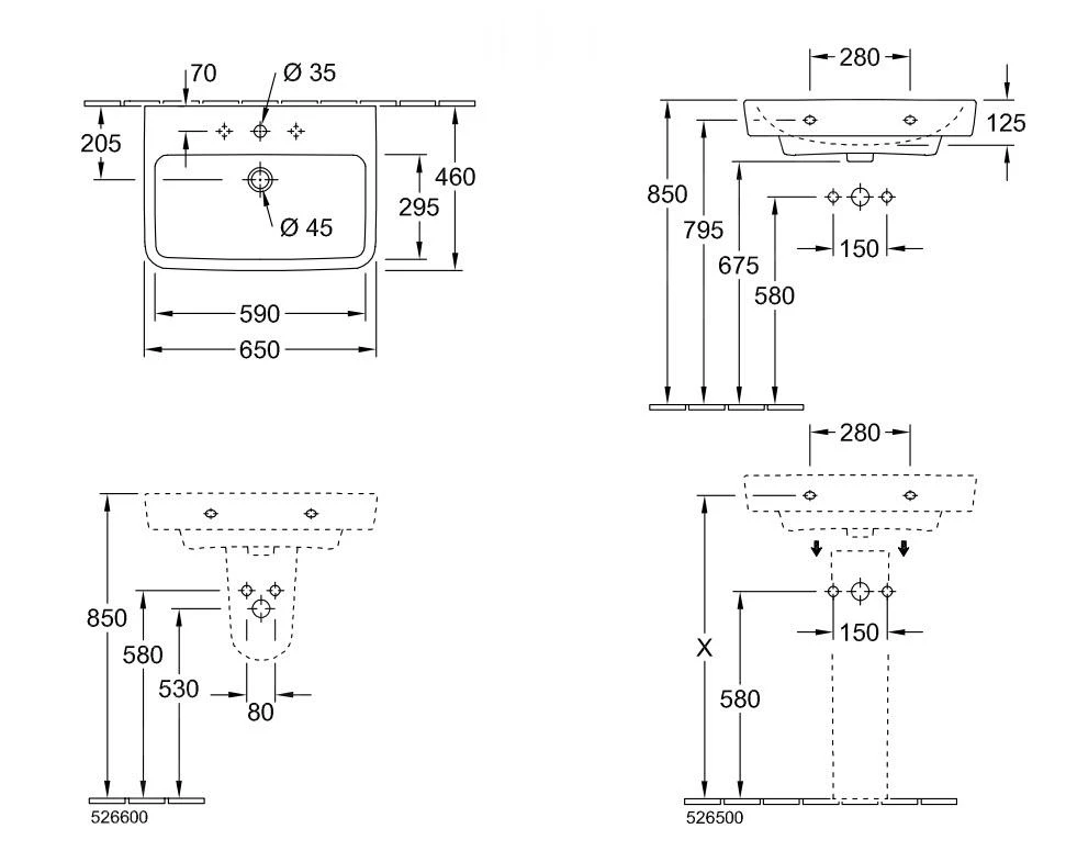 Villeroy & Boch O.novo - Lavabo 650x460 Mm, Senza Troppopieno, Foro Per Miscelatore, CeramicPlus, Bianco Alpino 4A4166R1 2 Villeroy & Boch O.novo - Lavabo 650x460 Mm, Senza Troppopieno, Foro Per Miscelatore, CeramicPlus, Bianco Alpino 4A4166R1 - immagine 2