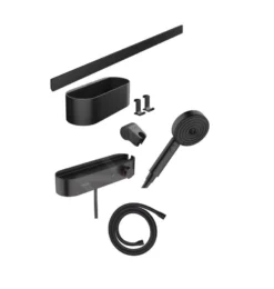 Hansgrohe WallStoris - Set Doccetta 105, 3 Getti, Termostatico E Accessori Per Bagno, Nero Opaco 24250670