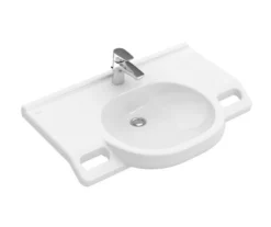 Villeroy & Boch ViCare - Lavabo Vita 800x550 Mm, Senza Troppopieno, Con Foro Per Miscelatore, AntiBac, CeramicPlus, Bianco Alpino 412081T2