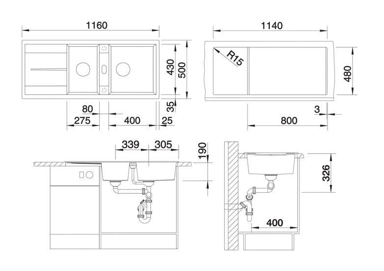 Blanco Metra 8 - Lavello In Silgranit, 1160x500 Mm, Color Alluminio 513063 2 Blanco Metra 8 - Lavello In Silgranit, 1160x500 Mm, Color Alluminio 513063 - immagine 2