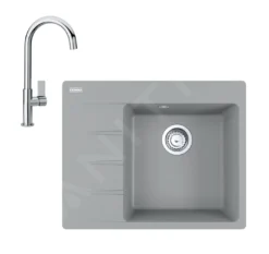 Franke Set - Set G222, Lavello In Fragranite CNG 611-62 TL/7 E Miscelatore FP 0408.031, Pietra Grigia/cromo 114.0650.768