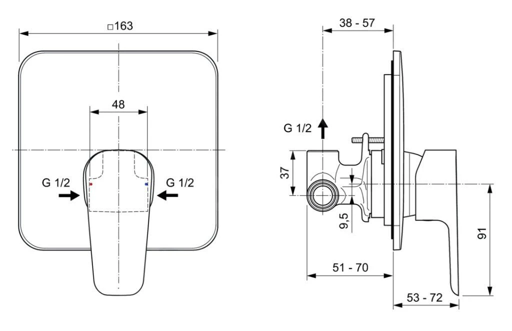 Ideal Standard Cerafine D - Miscelatore Doccia Ad Incasso Con Corpo Incasso, Cromo/grigio Perla A7188U8 2 Ideal Standard Cerafine D - Miscelatore Doccia Ad Incasso Con Corpo Incasso, Cromo/grigio Perla A7188U8 - immagine 2