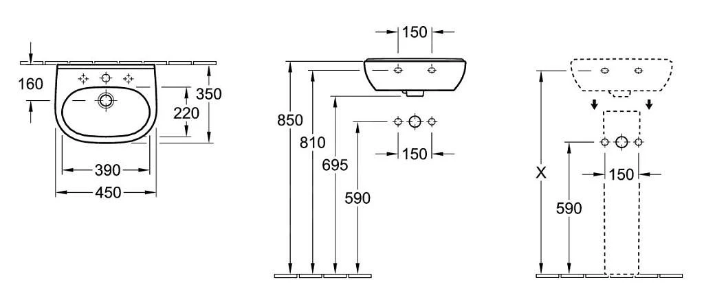 Villeroy & Boch O.novo - Lavamani Compact 450x350 Mm, Con Troppopieno, Foro Per Miscelatore, CeramicPlus, Bianco Alpino 536045R1 2 Villeroy & Boch O.novo - Lavamani Compact 450x350 Mm, Con Troppopieno, Foro Per Miscelatore, CeramicPlus, Bianco Alpino 536045R1 - immagine 2