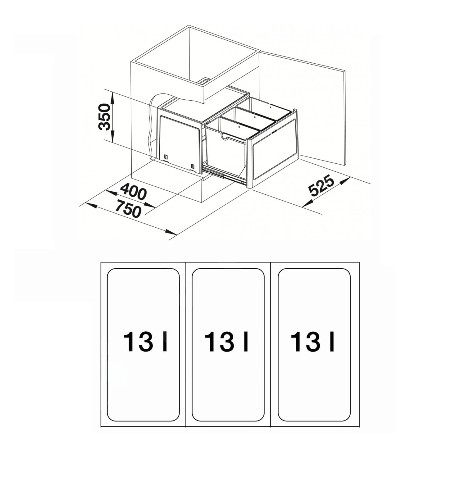 Blanco Botton Pro - Pattumiera Ad Incasso, Differenziata, 39 L 517469 2 Blanco Botton Pro - Pattumiera Ad Incasso, Differenziata, 39 L 517469 - immagine 2