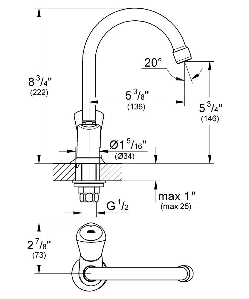 Grohe Costa S - Rubinetto Non Miscelatore Per Lavabo, Cromo 20179001 2 Grohe Costa S - Rubinetto Non Miscelatore Per Lavabo, Cromo 20179001 - immagine 2