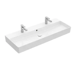 Villeroy & Boch Memento 2.0 - Lavabo Doppio 1200x470 Mm, Con Troppopieno, 2 Fori Per Miscelatore, CeramicPlus, Bianco Alpino 4A22C4R1
