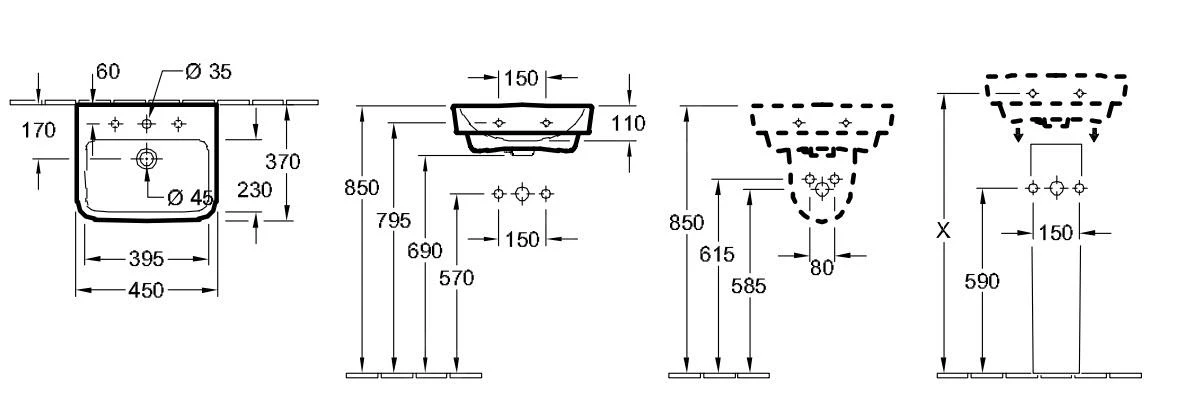 Villeroy & Boch O.novo - Lavamani 450x370 Mm, Con Troppopieno, Con Foro Per Miscelatore, Bianco Alpino 43444501 2 Villeroy & Boch O.novo - Lavamani 450x370 Mm, Con Troppopieno, Con Foro Per Miscelatore, Bianco Alpino 43444501 - immagine 2