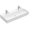Villeroy & Boch Memento 2.0 - Lavabo Doppio Da Mobile 1000x470 Mm, Senza Troppopieno, 2 Fori Per Miscelatore, Bianco Alpino 4A221K01