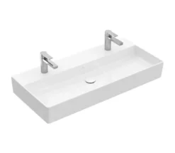 Villeroy & Boch Memento 2.0 - Lavabo Doppio Da Mobile 1000x470 Mm, Senza Troppopieno, 2 Fori Per Miscelatore, Bianco Alpino 4A221K01