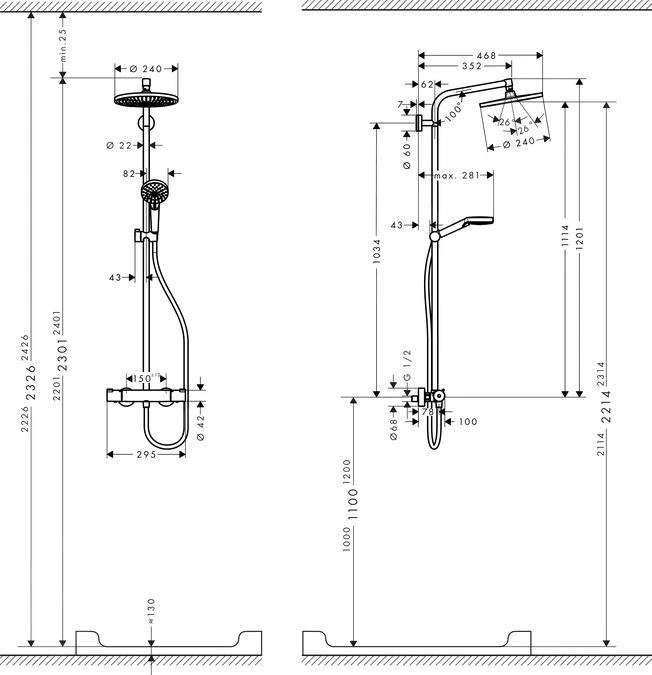 Hansgrohe Crometta - Set Doccia S 240 Showerpipe Con Termostato, EcoSmart 9 L/min, Cromato 27268000 4 Hansgrohe Crometta - Set Doccia S 240 Showerpipe Con Termostato, EcoSmart 9 L/min, Cromato 27268000 - immagine 4