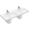 Villeroy & Boch Avento - Lavabo Doppio Da Mobile 1200x470 Mm, Con Troppopieno, 2 Fori Per Miscelatore, Bianco Alpino 4A23CK01