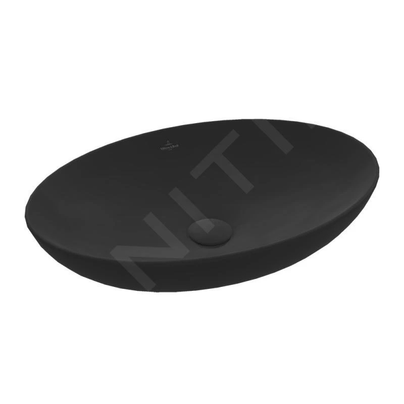 Villeroy & Boch Loop&Friends - Lavabo Da Appoggio, 560x380 Mm, Senza Troppopieno, CeramicPlus, Ebony 4A4701S5 1 Villeroy & Boch Loop&Friends - Lavabo Da Appoggio, 560x380 Mm, Senza Troppopieno, CeramicPlus, Ebony 4A4701S5