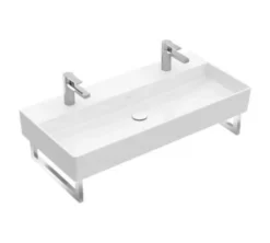 Villeroy & Boch Memento 2.0 - Lavabo Doppio 1000x470 Mm, Con Troppopieno, 2 Fori Per Miscelatore, CeramicPlus, Bianco Alpino 4A22A4R1 -Serie Rubinetti Negozio c4c5443063f2188dbb40855d