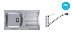 Alveus Set - Set Lavello Basic 170, Baterie Riviera + Regalo, Cromo SETA259