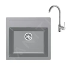 Franke Set - Set Da Cucina T103, Lavello In Tectonite SID 610 E Miscelatore FP 9000.084, Grigio 143.0675.725
