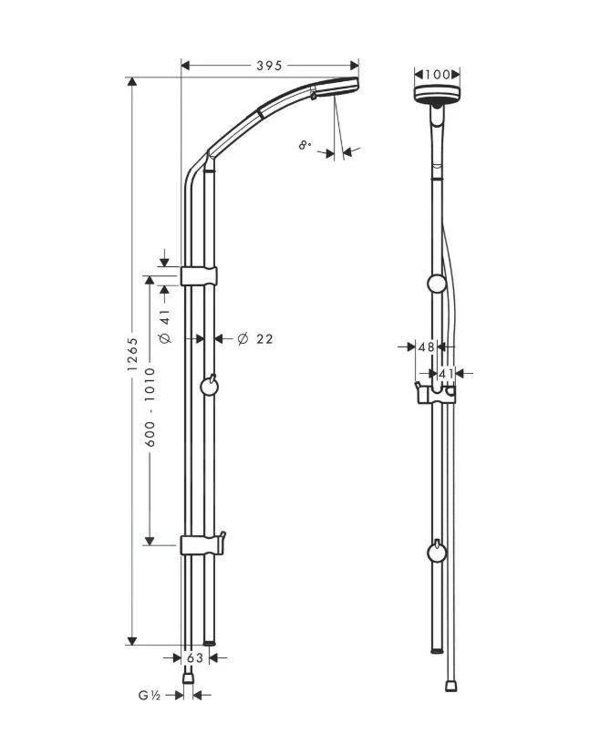 Hansgrohe Croma 100 - Set Soffione Multi, 3jet, Asta Saliscendi E Flessibile, Cromato 27791000 2 Hansgrohe Croma 100 - Set Soffione Multi, 3jet, Asta Saliscendi E Flessibile, Cromato 27791000 - immagine 2