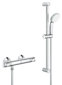 Grohe Precision Flow - Set Doccia Termostatico A Parete, Con Asta Saliscendi 620 Mm, Cromo 34841000